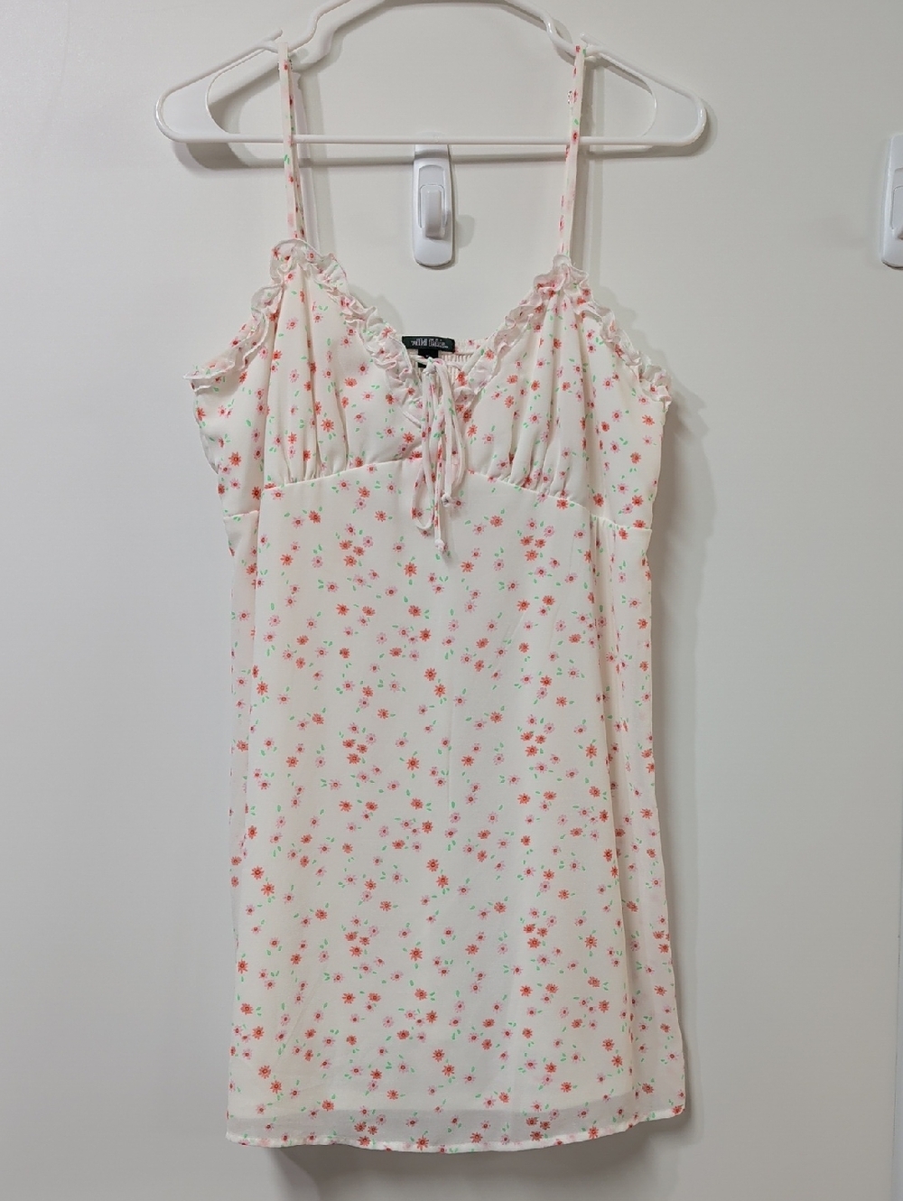 Wild Fable White Red Pink Floral Ruffle Mini Dress Size XL